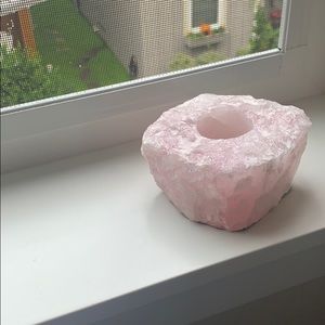 Authentic rose quartz candle holder